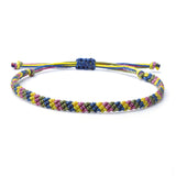 Braided Wax Coated Waterproof Adjustable Bracelet, Multi Color Yellow, Purple, Blue, Green