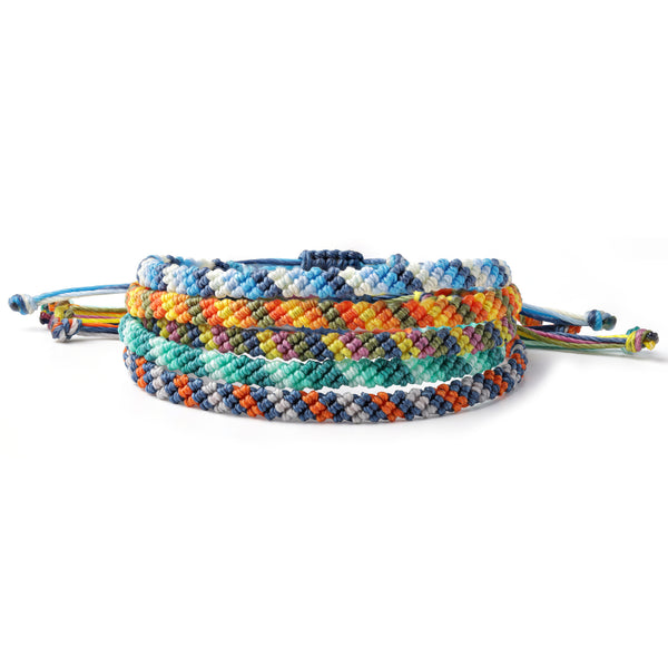 Braided Wax Coated Waterproof Adjustable Bracelet, Multi Color