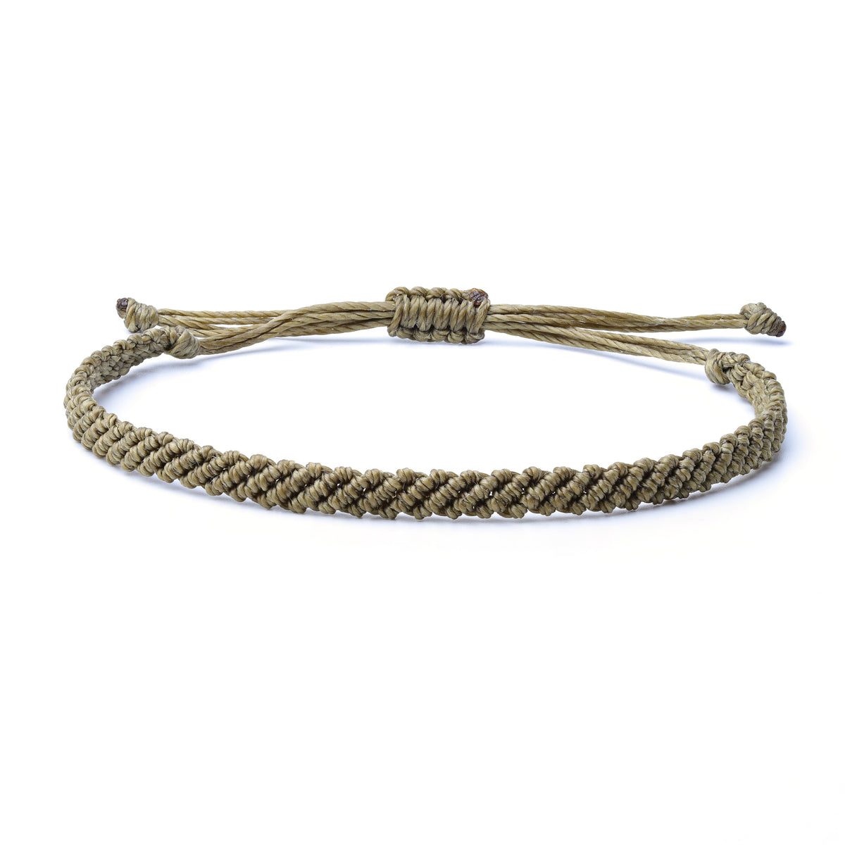 Braided Wax Coated Waterproof Adjustable Bracelet, Dark Green, Army