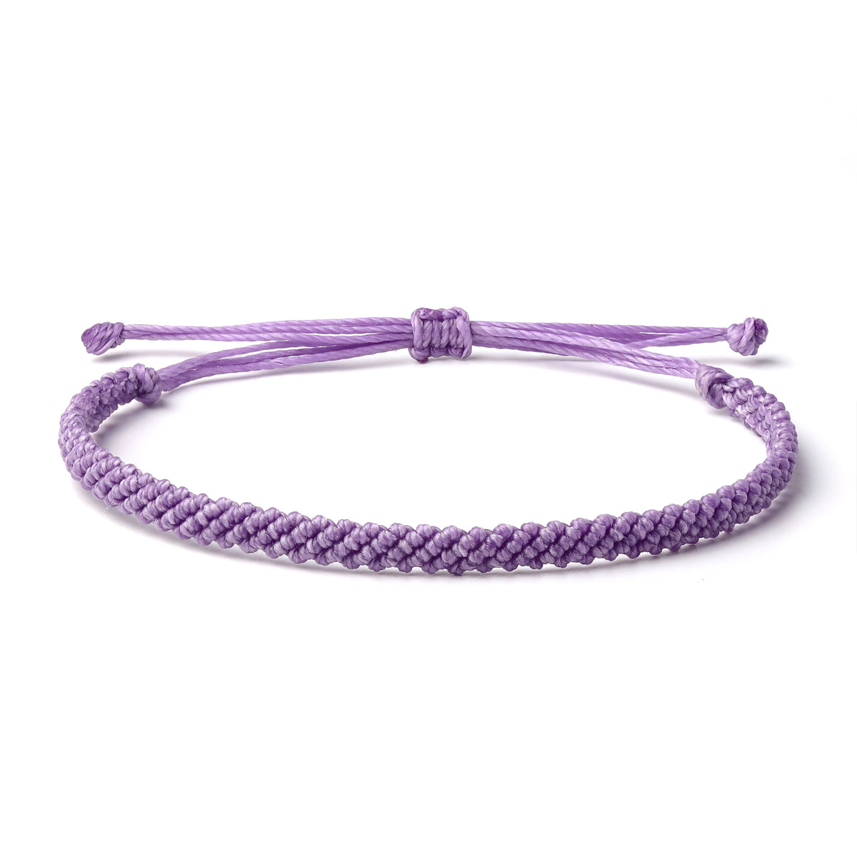 Braided Wax Coated Waterproof Adjustable Bracelet, Lavender