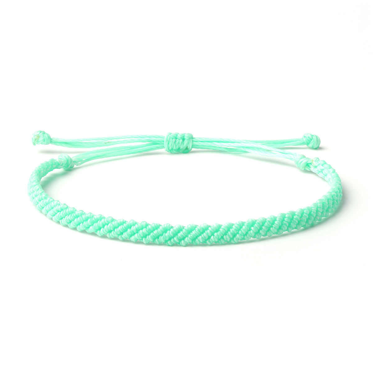 Braided Wax Coated Waterproof Adjustable Bracelet, Mint