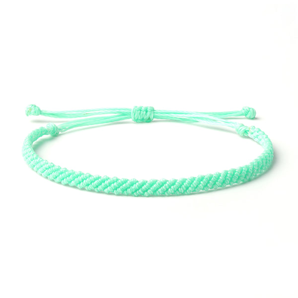 Braided Wax Coated Waterproof Adjustable Bracelet, Mint