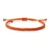 Braided Wax Coated Waterproof Adjustable Bracelet, Orange