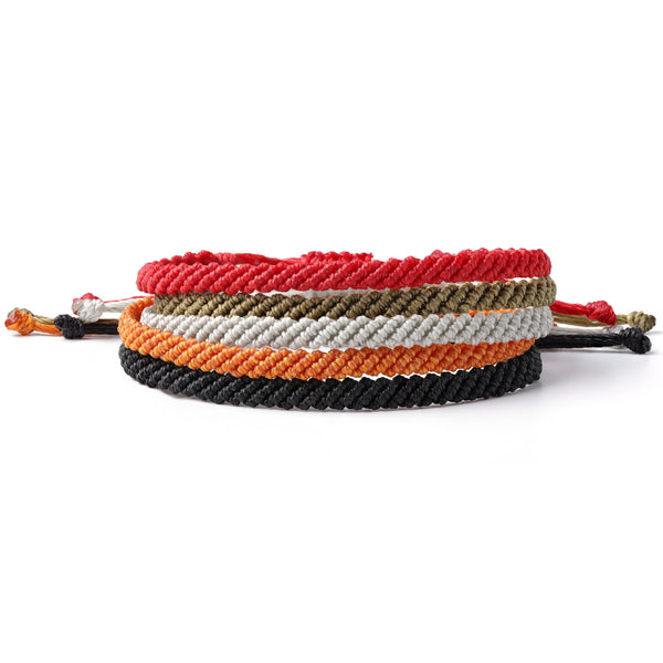 Braided Wax Coated Waterproof Adjustable Bracelet, Red, Green, Silver, Orange, Black