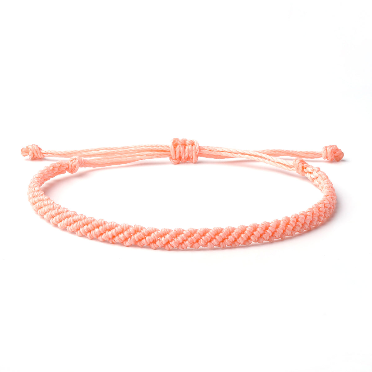 Braided Wax Coated Waterproof Adjustable Bracelet, Peach