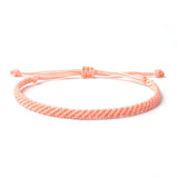 Braided Wax Coated Waterproof Adjustable Bracelet, Peach