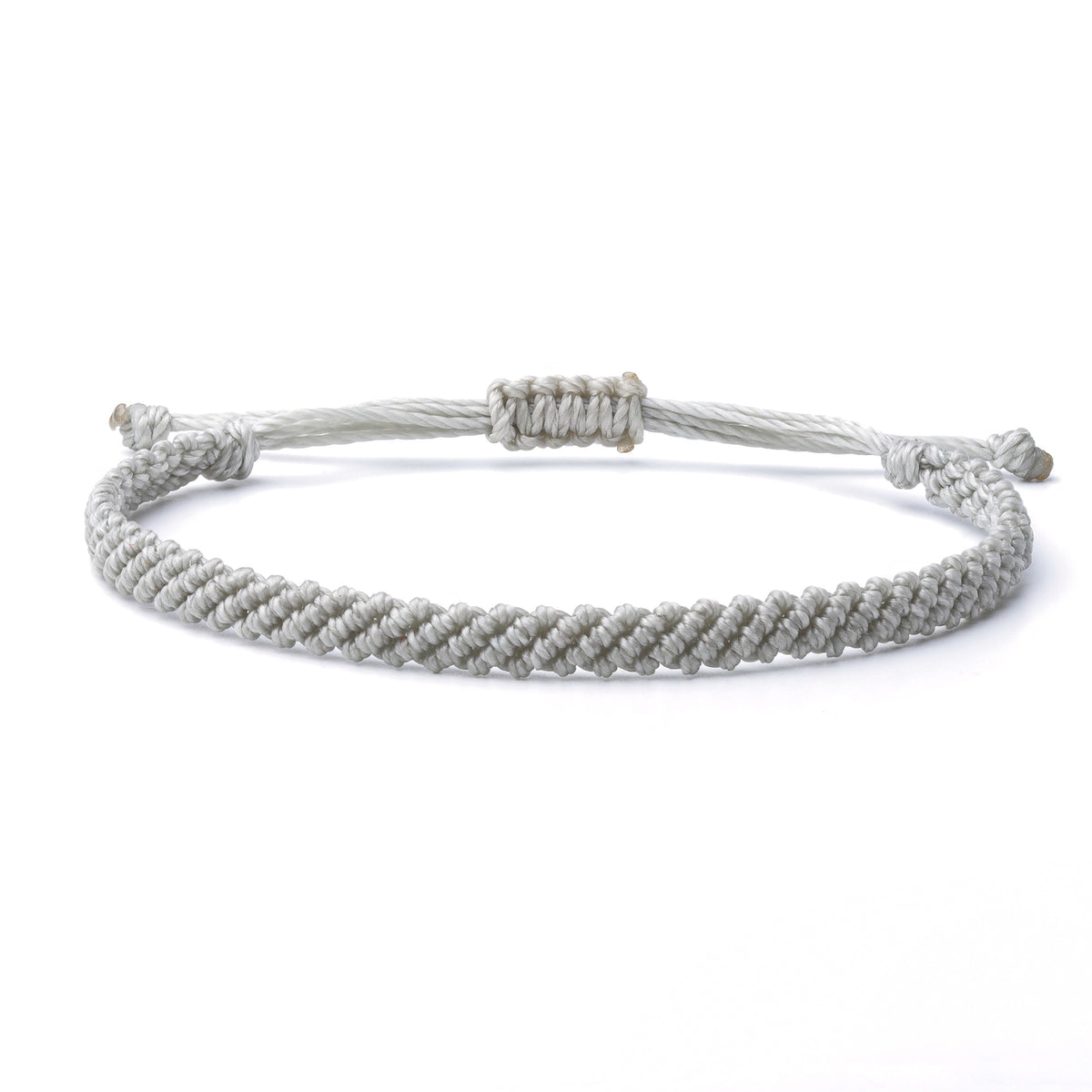 Braided Wax Coated Waterproof Adjustable Bracelet, Silver