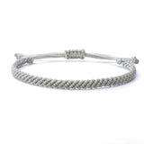 Braided Wax Coated Waterproof Adjustable Bracelet, Silver