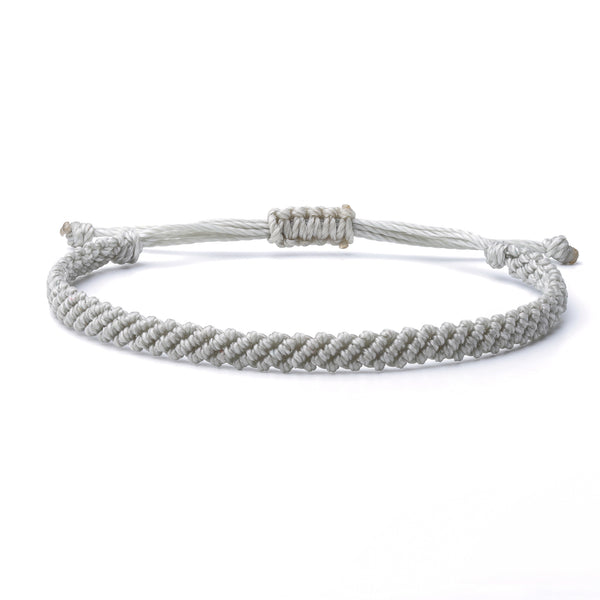 Braided Wax Coated Waterproof Adjustable Bracelet, Silver