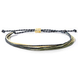 Threaded String Waterproof Wax Bracelet with colors gray, yellow, green