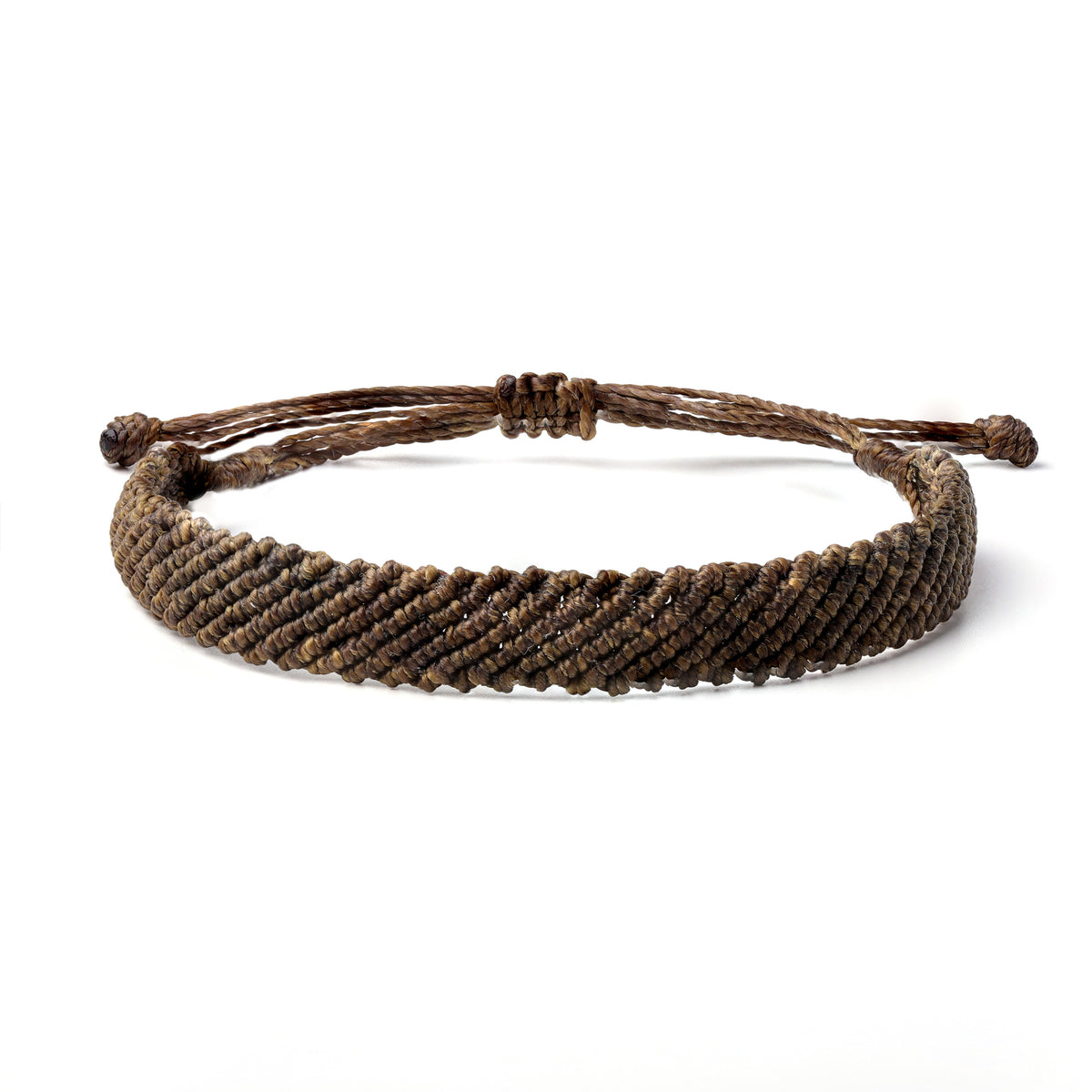 Braided Woven Wax Coated Waterproof Adjustable Bracelet, Dark Green, Army