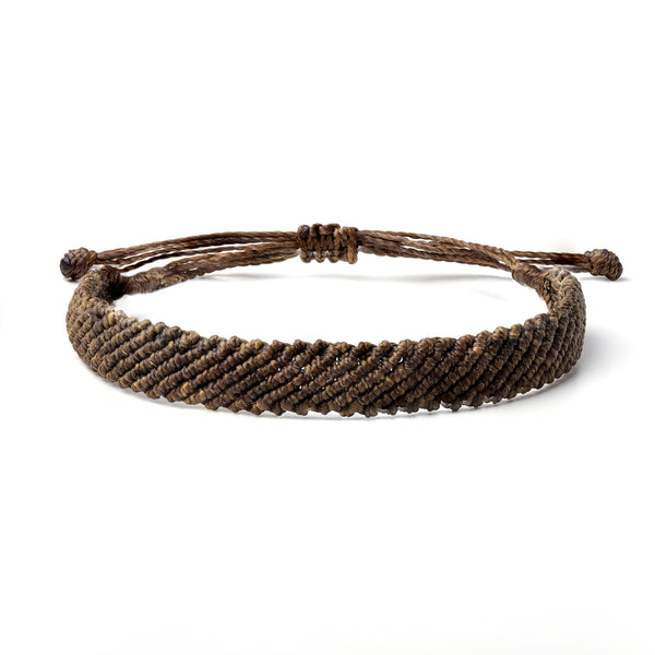Braided Woven Wax Coated Waterproof Adjustable Bracelet, Dark Green, Army