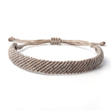 Braided Woven Wax Coated Waterproof Adjustable Bracelet, Greige