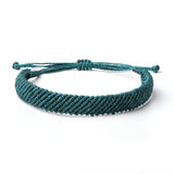 Braided Woven Wax Coated Waterproof Adjustable Bracelet, Teal