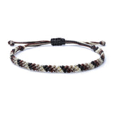 Multi Color Braided Waterproof Bracelet with wax coated thread, colors white, black, brown