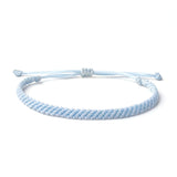Braided Wax Coated Waterproof Adjustable Bracelet, Baby Blue
