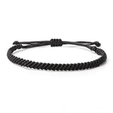Braided Wax Coated Waterproof Adjustable Bracelet, Black