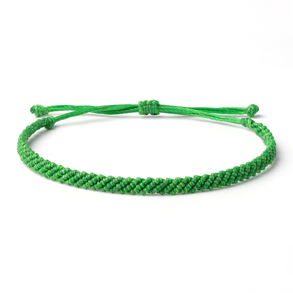 Braided Wax Coated Waterproof Adjustable Bracelet, Green
