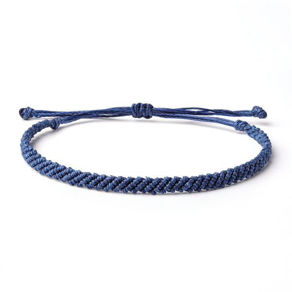 Braided Wax Coated Waterproof Adjustable Bracelet, Navy