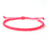 Braided Wax Coated Waterproof Adjustable Bracelet, Neon Pink