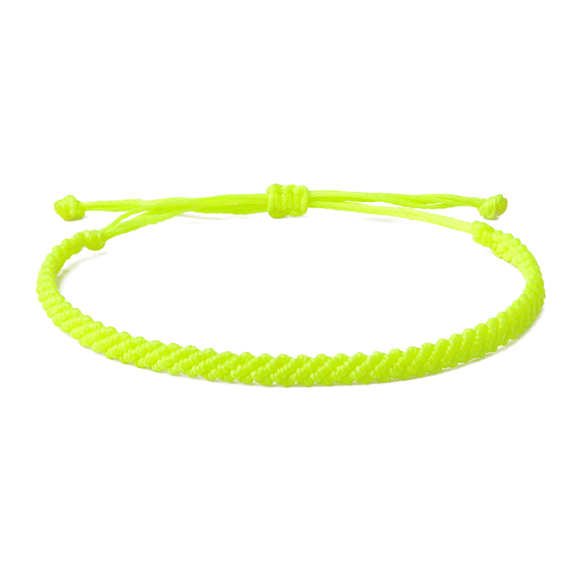 Braided Wax Coated Waterproof Adjustable Bracelet, Neon Yellow
