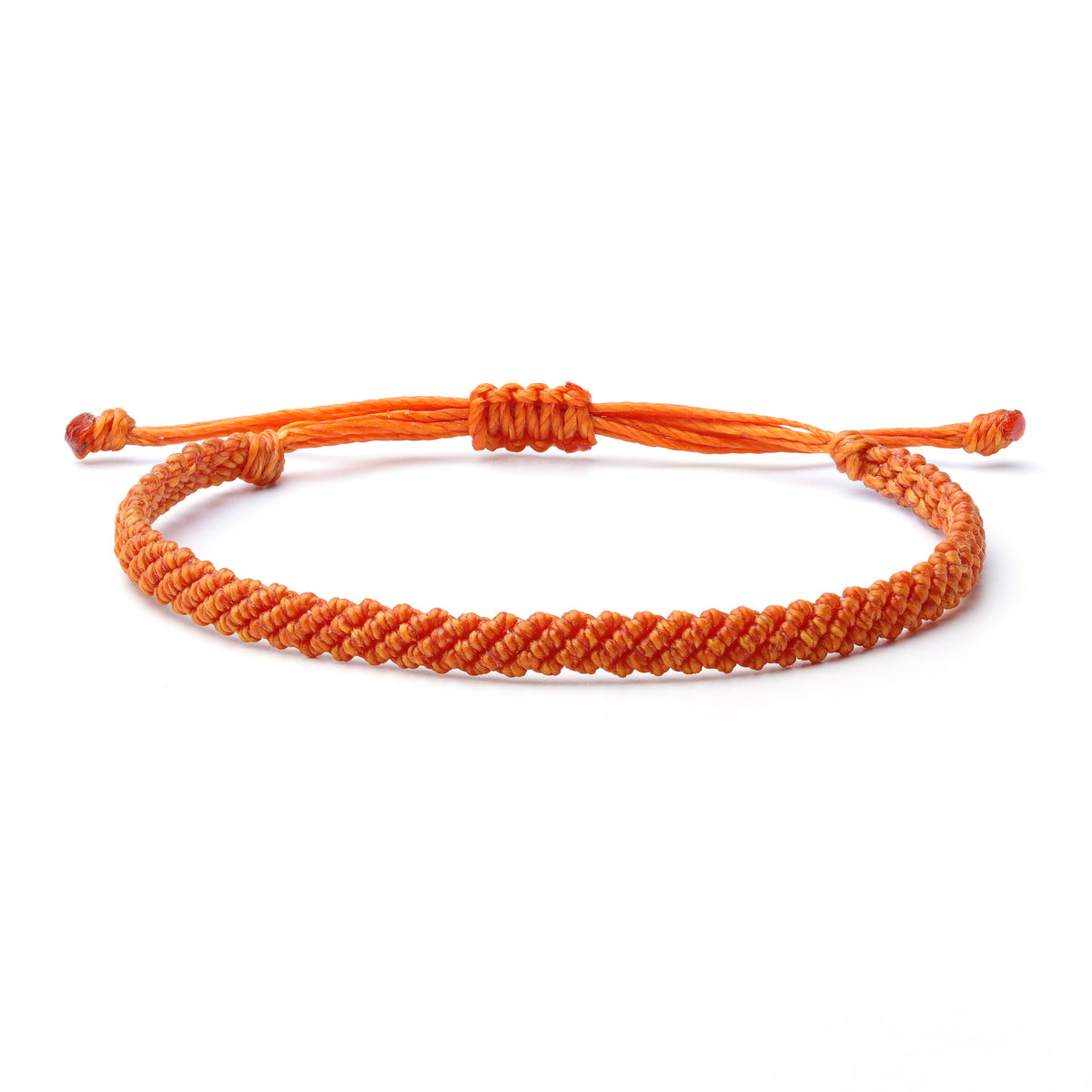 Braided Wax Coated Waterproof Adjustable Bracelet, Orange
