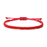 Braided Wax Coated Waterproof Adjustable Bracelet, Red