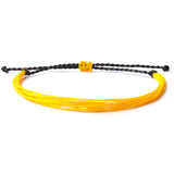 Threaded String Waterproof Wax Bracelet with colors black and yellow