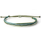 Threaded String Waterproof Wax Bracelet with camo pattern colors green, light blue and white