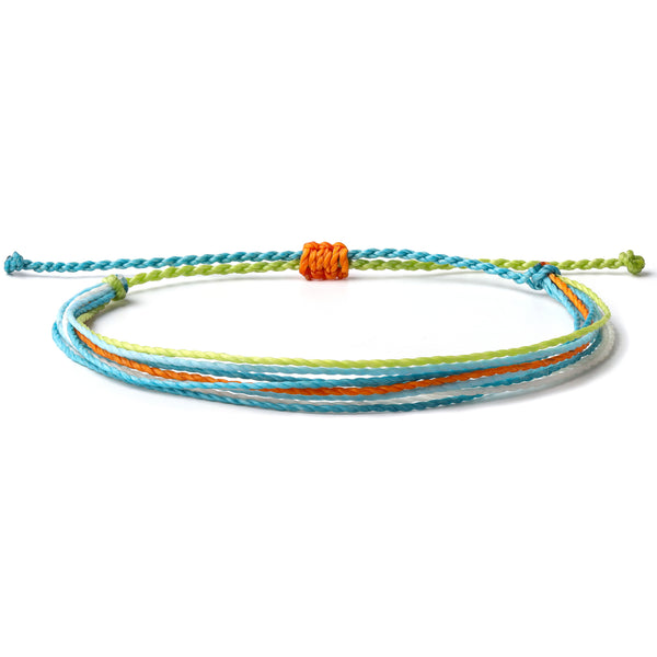Threaded String Waterproof Wax Bracelet with neon colors, blue, green, orange, white