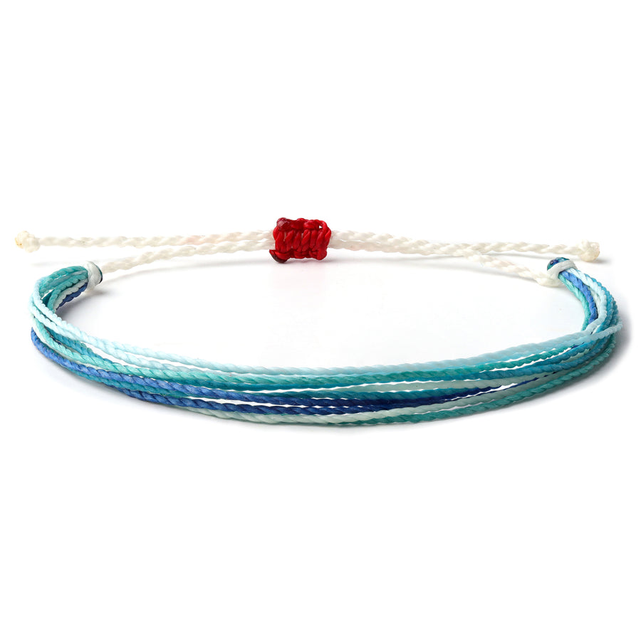 Threaded String Waterproof Wax Bracelet with colors white, deep blue, light blue, red and pastel blue