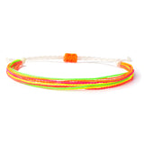Threaded String Waterproof Wax Bracelet with neon colors, white, green, orange, pink, red, yellow
