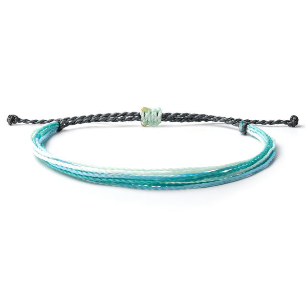 Threaded String Waterproof Wax Bracelet with colors gray, light blue, white and teal