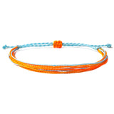 Threaded String Waterproof Wax Bracelet with neon colors, blue, orange