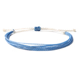 Threaded String Waterproof Wax Bracelet with colors white and blue
