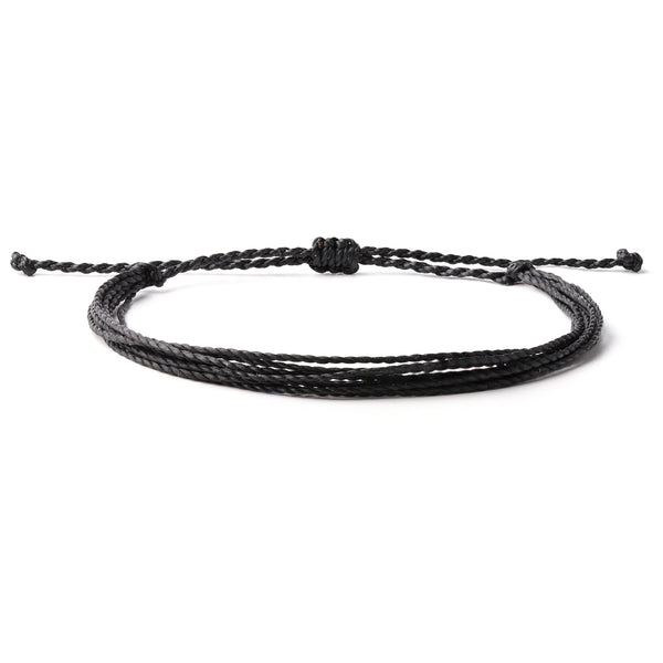 Solid Black String Waterproof Waxed Bracelet