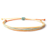 Threaded String Waterproof Wax Bracelet with pastelle colors, blue, cream, orange, beige