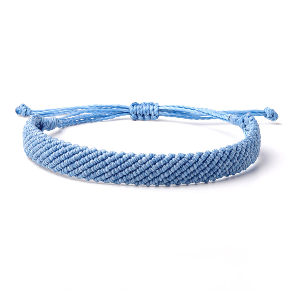 Braided Woven Wax Coated Waterproof Adjustable Bracelet, Baby Blue
