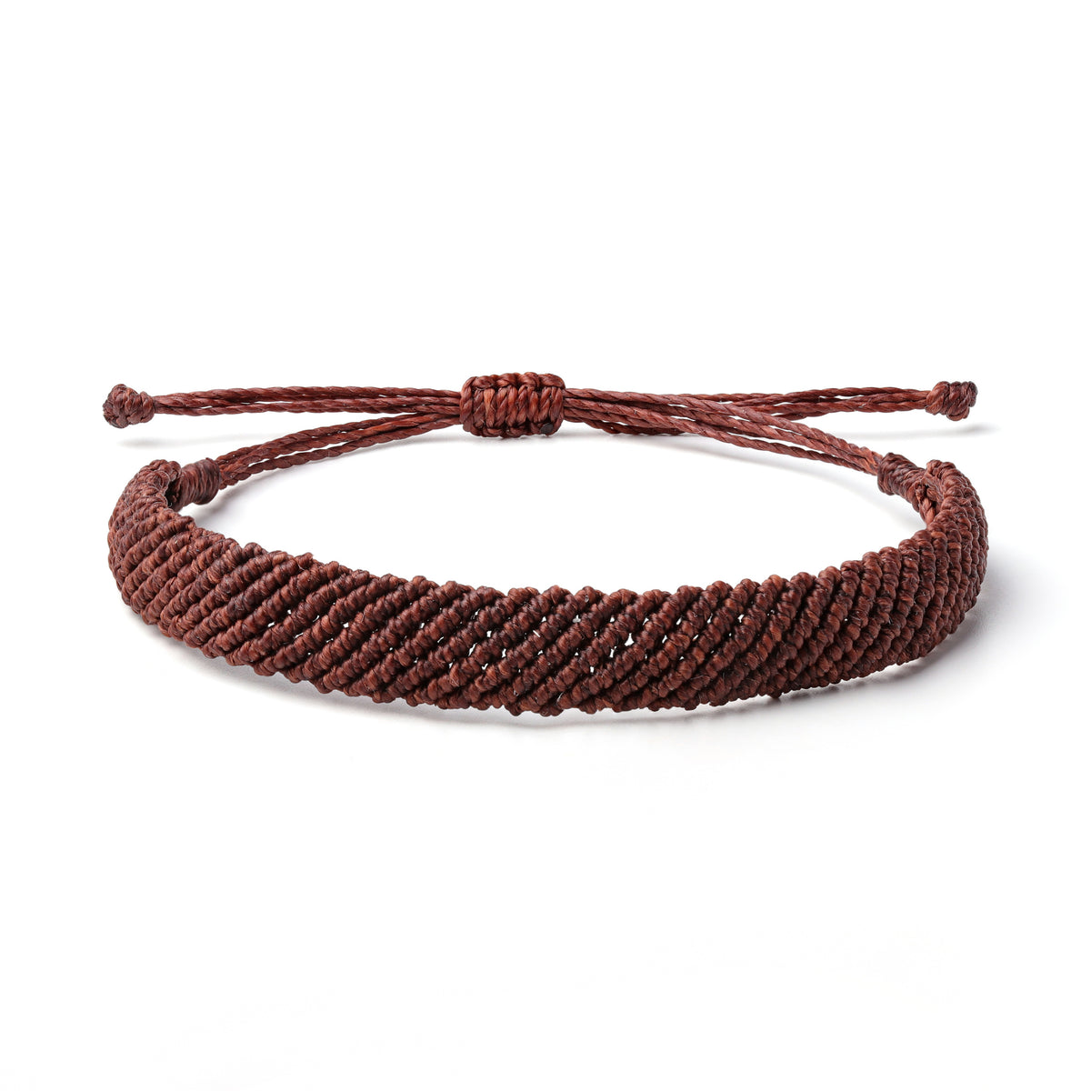 Braided Woven Wax Coated Waterproof Adjustable Bracelet, Brown
