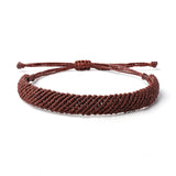 Braided Woven Wax Coated Waterproof Adjustable Bracelet, Brown