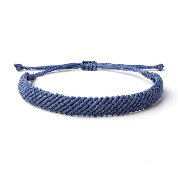 Braided Woven Wax Coated Waterproof Adjustable Bracelet, Navy Blue
