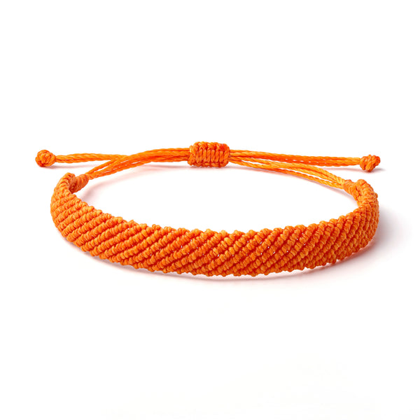 Braided Woven Wax Coated Waterproof Adjustable Bracelet, Orange