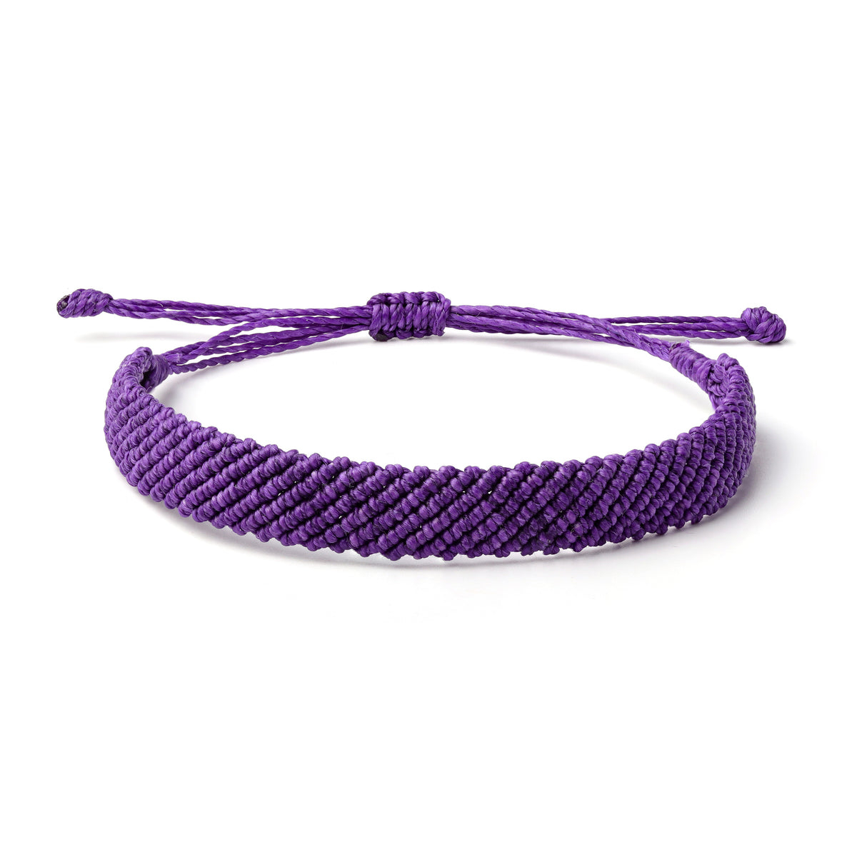 Braided Woven Wax Coated Waterproof Adjustable Bracelet, Purple