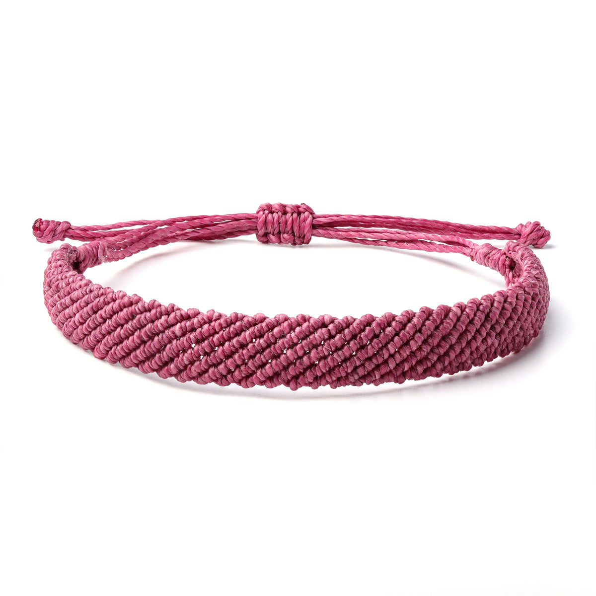 Braided Woven Wax Coated Waterproof Adjustable Bracelet, Rose Pink