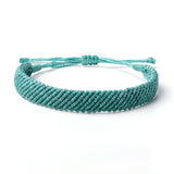 Braided Woven Wax Coated Waterproof Adjustable Bracelet, Turquoise
